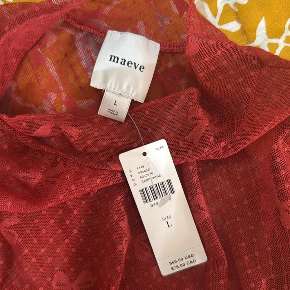 NWT Anthropologie Maeve Bow Lace Turtleneck Top - Picture 4 of 4